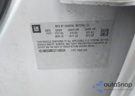 2018 Chevrolet Cruze Lt Auto из США, поврежденный, VIN 1G1BE5SM7J7146534